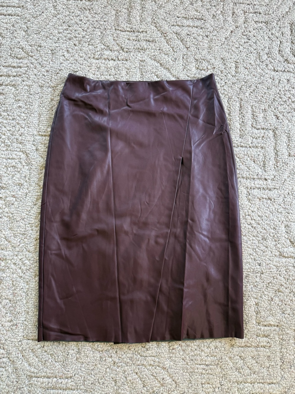 Ann Taylor Faux Leather Pencil Skirt in Dark Maroon